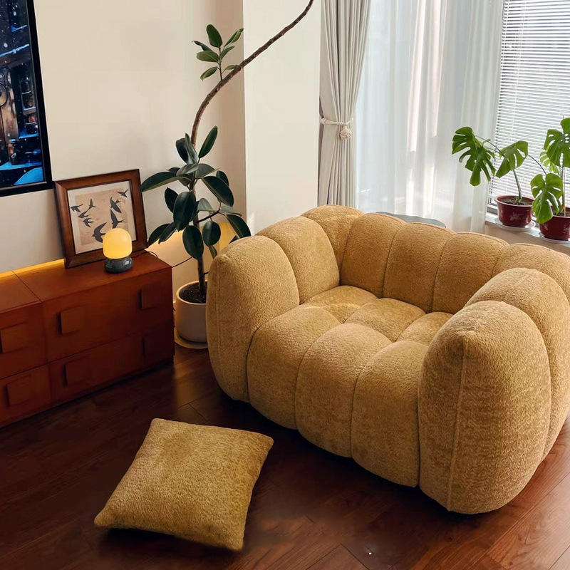 OEM Single Seat Square Upholstered Full Sponge Leisure Fabric Reclining Lounge Sofa Chair Compressed Sofa for Bedroom Living
