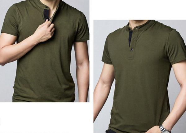 Standing collar Men's Cotton Polo Shirts Slim Fit Stitched , Customized Polo T Shirts