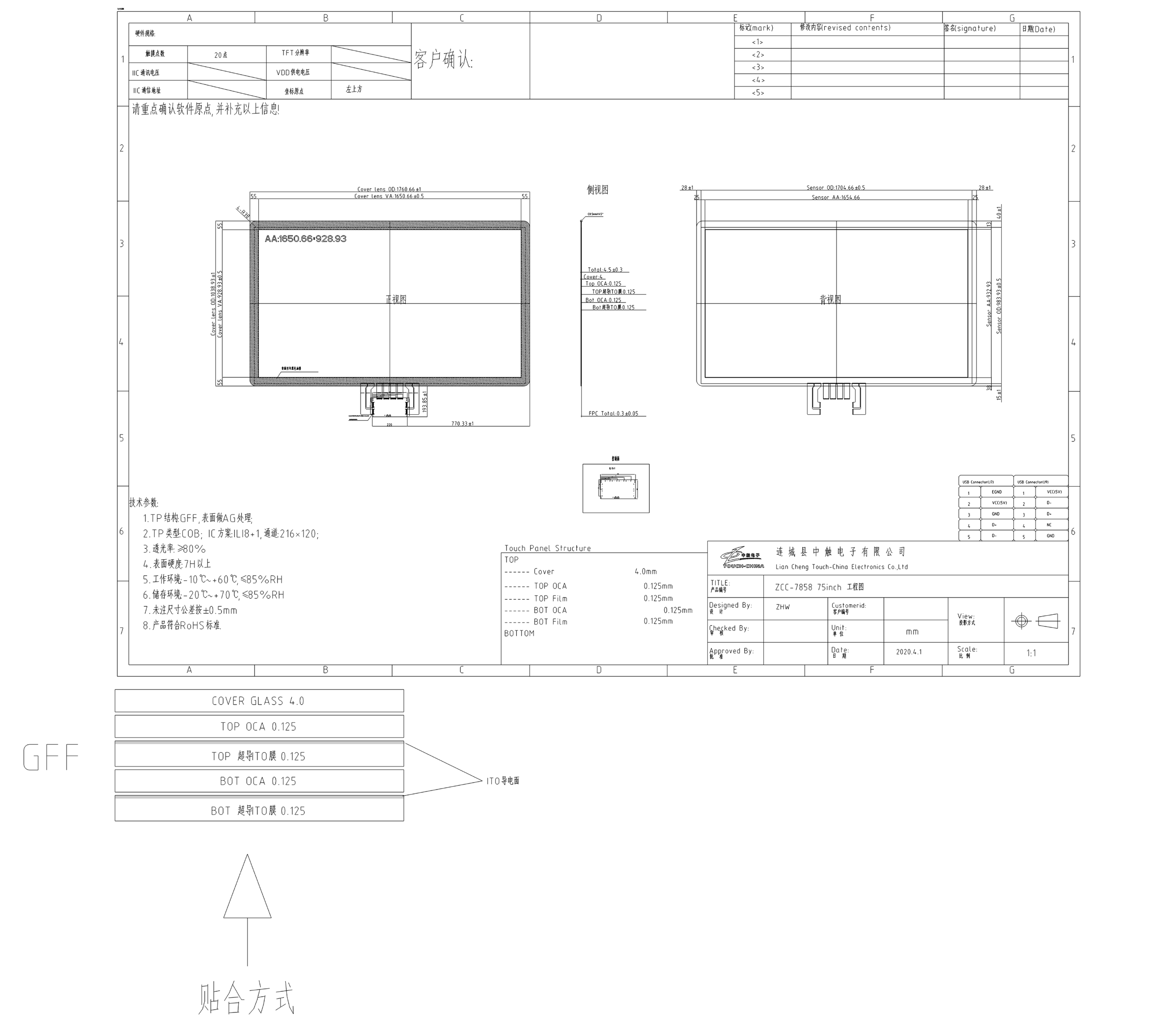 Черное Multi касание указывает DC5V 75
