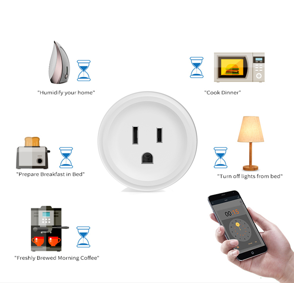 US-to-Universal Smart Plug with 20A High Capacity WiFi Remote Control and Voice Control for Smart Home Automation