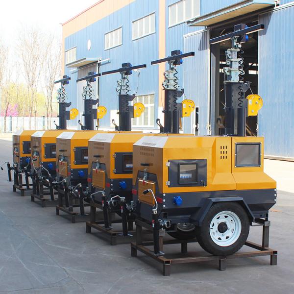 7m Trailer elevador manual torre de iluminação móvel 4va4000 para operação contínua de 12H