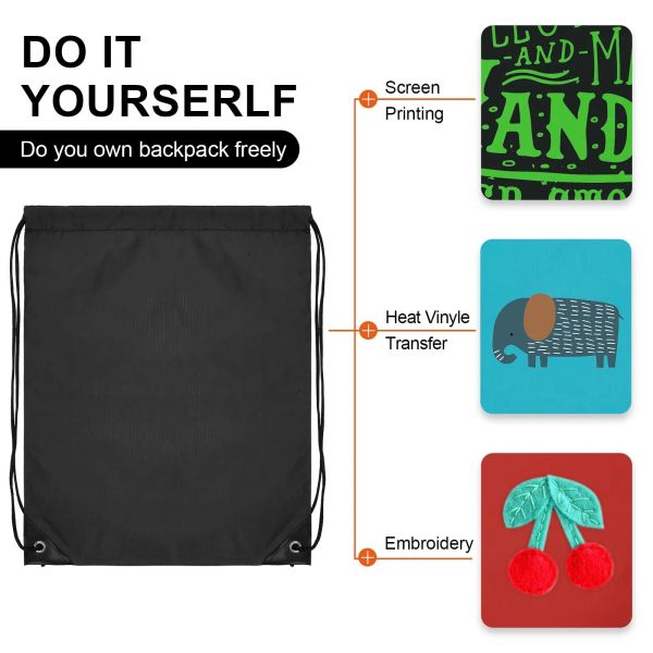 School Bag Trolley Custom Logo Nylon Draw String Backpack with Waterproof Material