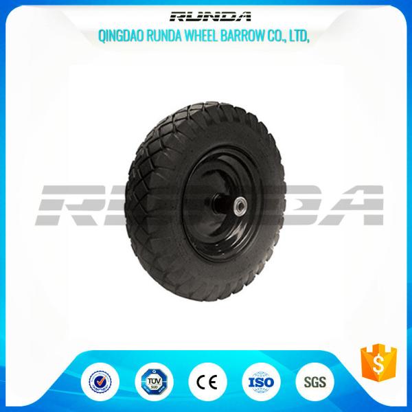 90mm Hub Length PU Foam Wheel 16inch No Air 20mm Bore Hole Carbon Steel Bearing