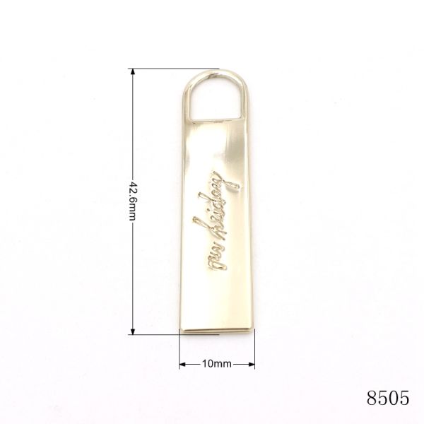 Gold Plated Engraved Custom Brand Logo Metal Zipper Tag Puller For Bag Hardware Accessories/clothing