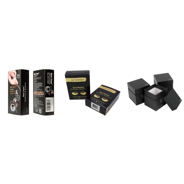 Black Foldable Paperboard Cosmetic Gift Box Packaging With Window