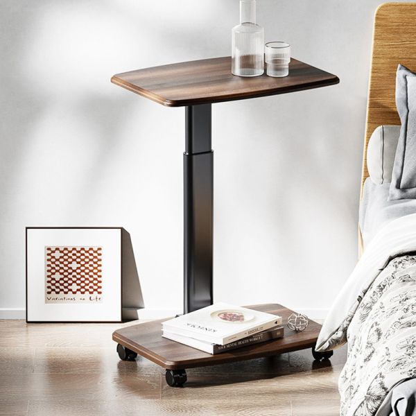 C Shape End Table Small Side with Wheels for Couch, RollingTray Sofa Adjustable C Shaped Living Room