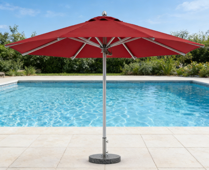 8ft Polyester Waterproof Red Parasol Cover Middle Pole Aluminum Patio Umbrella Outdoor Picnic Umbrella