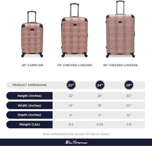 Bagagem de viagem leve e resistente, de quatro rodas, de ouro rosa, de 24 polegadas.