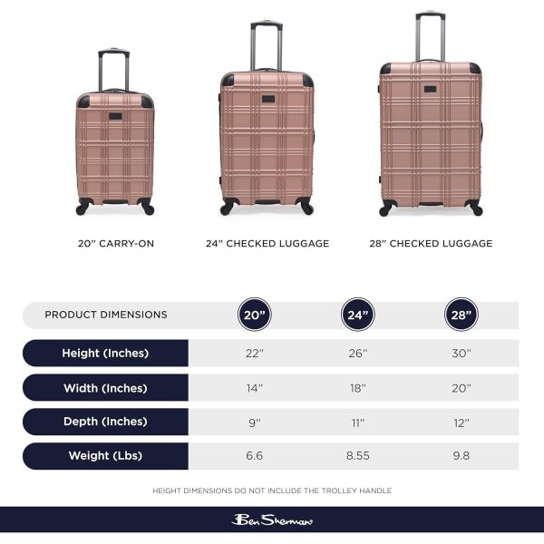 Bagagem de viagem leve e resistente, de quatro rodas, de ouro rosa, de 24 polegadas.
