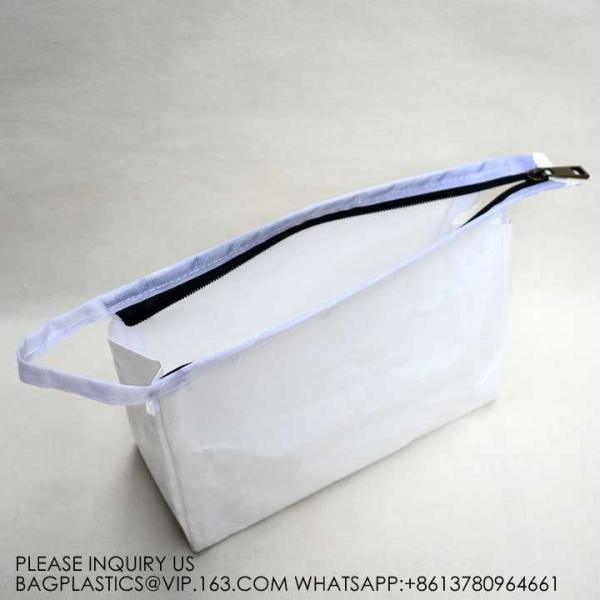 New Fashion Style Untearable Tyvek Zipper Cosmetic Bag New style quality black color tyvek zipper pouch packaging