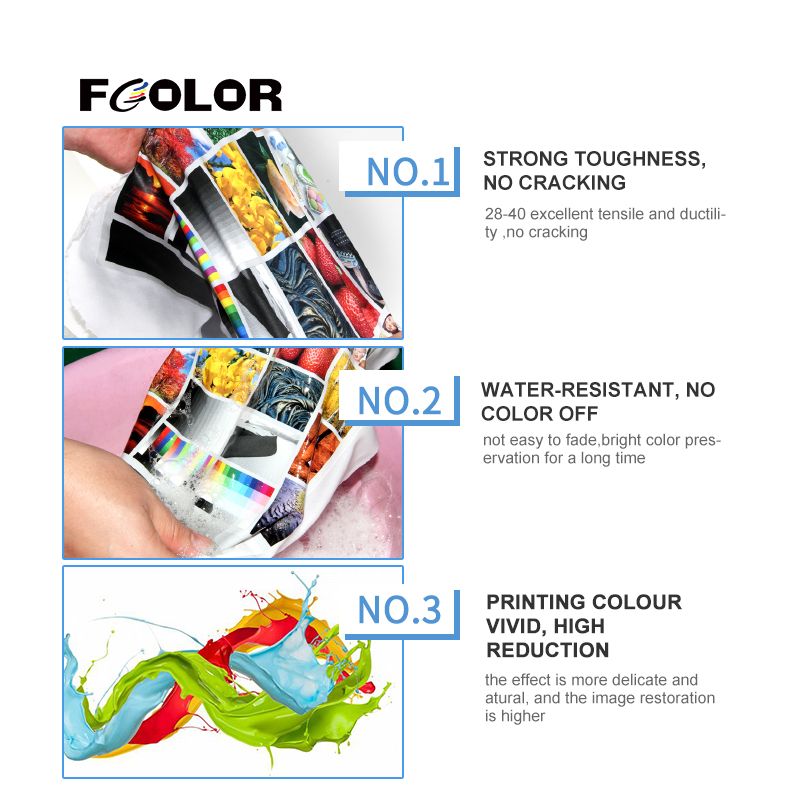 FCOLOR HOT PET Film Transfer Pigment Ink for Epson DX5 XP600 L1800 L805 DTG Textile Printer
