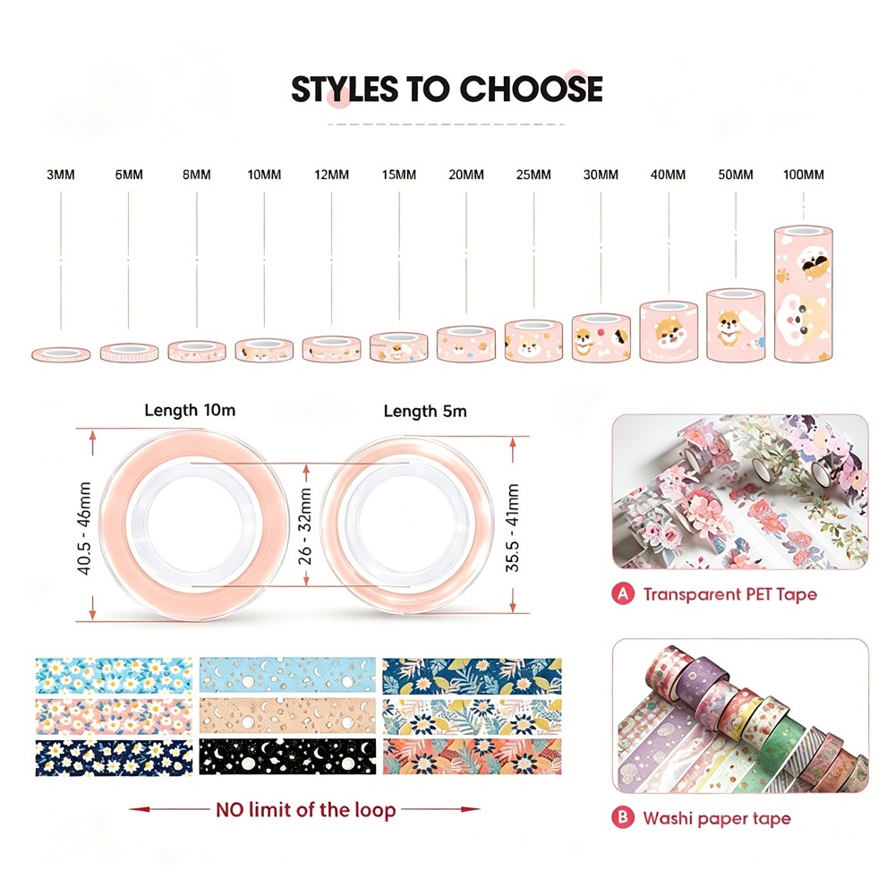 Customized Printed Washi Tape With Eco-Friendly No Residue Adhesive For DIY Decorations