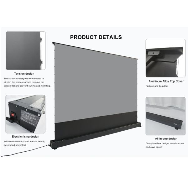 Home Theater 120 Inch UST Projection Screen Motorized Floor Rising Projector Screen ALR CBSP