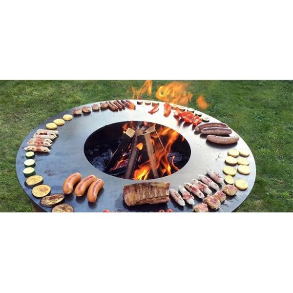 Outdoor Corten Metal Corten Steel Bbq Grill 100x90CM