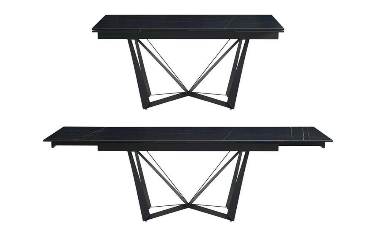 Factory Nordic Style Rock Top Panel Tables Extendable Dinner Table Foldable Rectangular 8 Seater Dining Tables Set