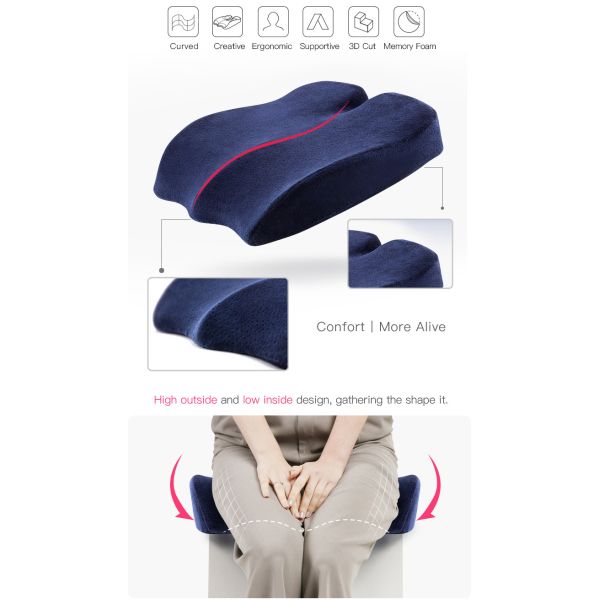 760g Core Weight Anti-Static Memory Foam Coccyx Support Seat Cushion for Pain Relief