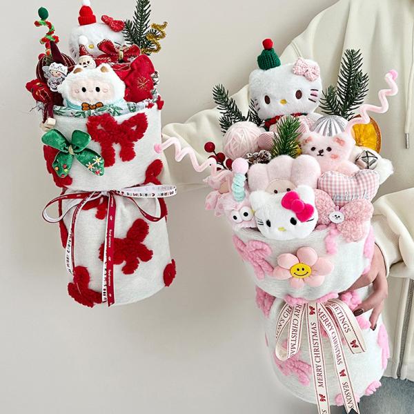Christmas Plush Fabric Doll Finished Bouquet Christmas Eve Gift Birthday Present for Girlfriend