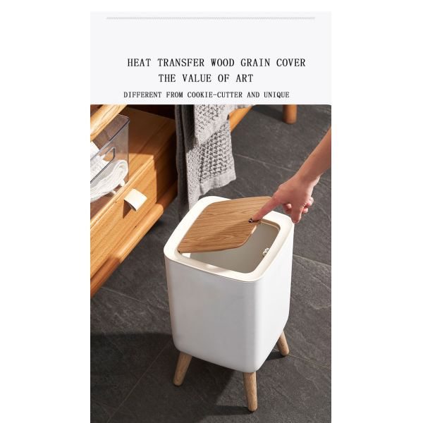 Square Dustbin Household Living Room Bedroom Hotel Commercial Room Creative Tall Trash Can with Lid
