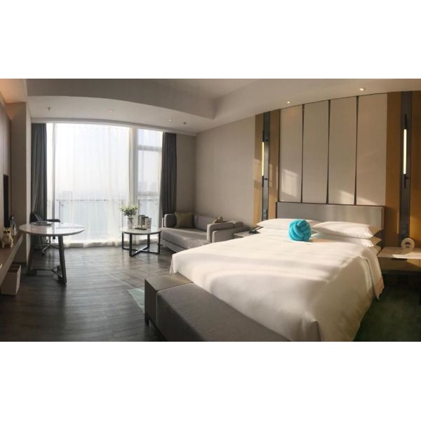 Стены вида изголовья драпирования PU дизайна группы гостиницы Marriott панель ТВ кожаной деревянная