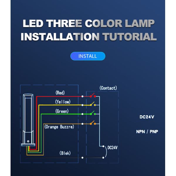 Tour lumineuse de machine rouge orange avec feux à LED 24V DC et alarme sonore pour machine CNC