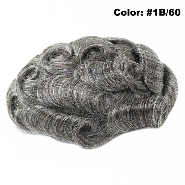 Q6 Human Hair Toupee for Men Soft Swiss Lace Cap with Clear PU Men's Hairpieces Replacement System Patch Medium Density