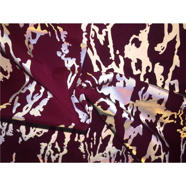 Reflective Effect Garment Leather Fabric 0.1mm For Outdoor Coat With Camouflage Print