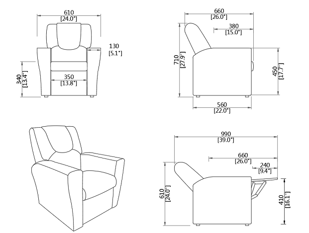 Customized Kids Movie Chair Recliner Back Cinema Sofa