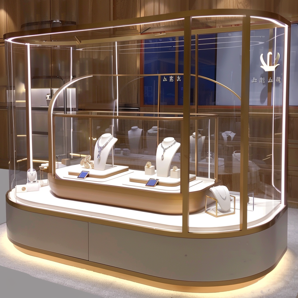 Modern Glass Jewelry Kiosk Display Cabinet Display Forms customized Heavy Duty