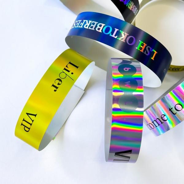 Fábrica de Eventos Personalizados VIP Pulseiras Brilhante Laser Brilhante Concert Festival de Música Festa de Atividades Pulseiras Para Adultos Crianças