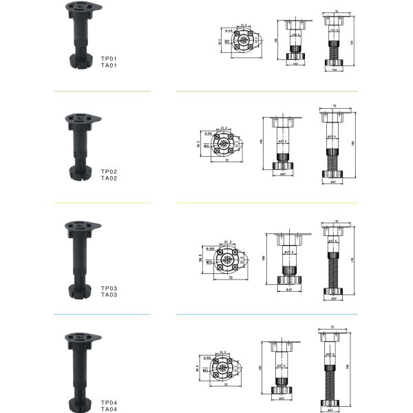 Modern Design Adjustable Plastic Kitchen Cabinet Leg for Leveling Table Plinth Foot