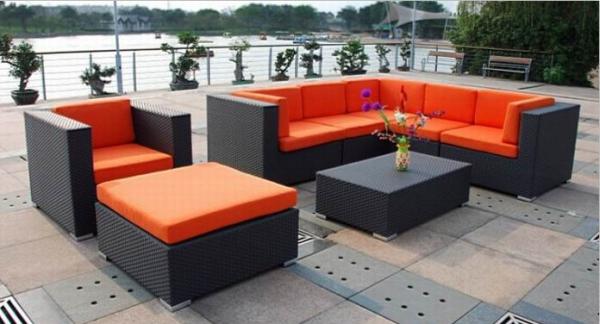 9pcs 2017 rattan wicker modular sofa set ottoman single chair coffee table --9226