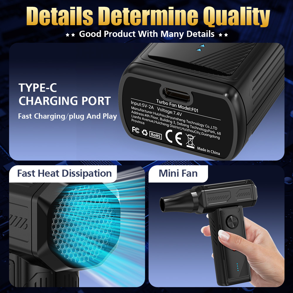 Portable Solar Car Violent Fan Air Duster with ABS Material Compact Design for Interior Drying