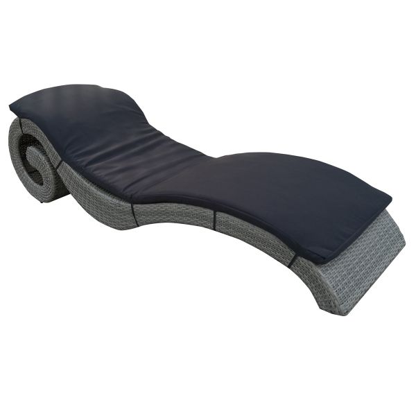 S-Shape Black Rattan Garden Sun Loungers  Poly Hotel Holiday Resort Poolside