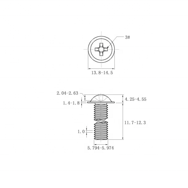M6*12mm Stainless Steel Phillips Pan Head Washer Face Machine Screw