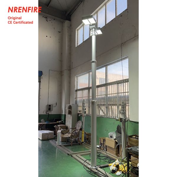 vertical mounted 7.5m pneumatic telescoping mast light tower for fire tender 480W LED