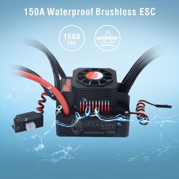 Red and black brushless waterproof ESC 150A remote control car speed controller