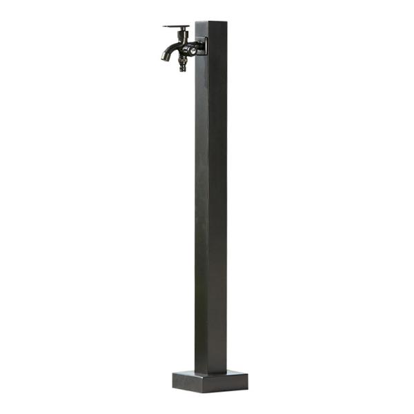 Black Garden Yard Bibcock Water Taps Stainless Steel Standpipe Sqaure Watering Post 93cm Height