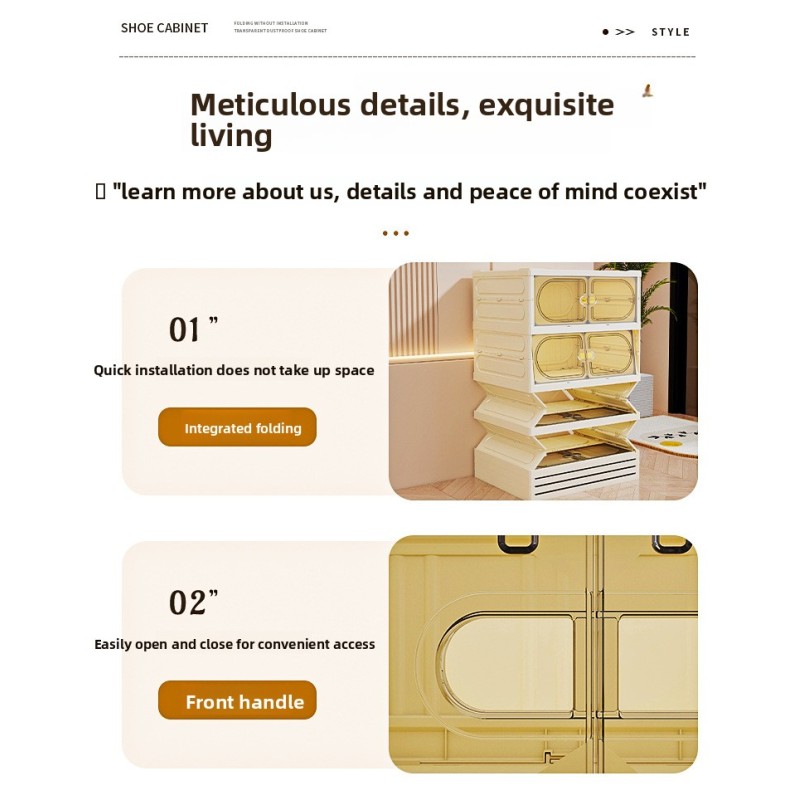 Multifunctional Entryway Shoe Storage Foldable Transparent Acrylic Box Dustproof Minimalist Organizer for Home Clear Shoe Case