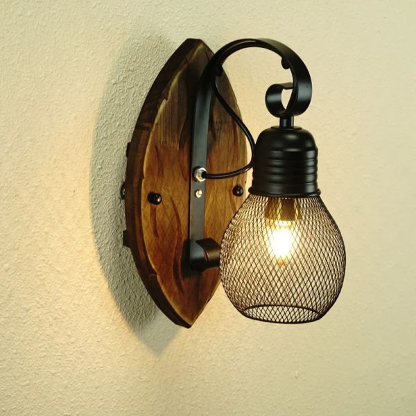 Coffee Restaurant Bar Antique Vintage Black Iron Net wall lamp (WH-VR-130)