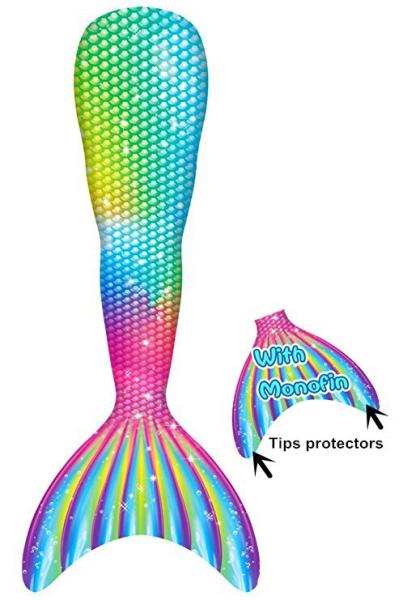 Durable Ultra - Shiny Mermaid Tail For Swimming With Monofin Swimsuit For Kids