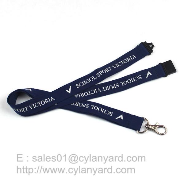 Blue Breakaway Clip Lanyards, Printed Polyester Lanyard with Breakaway Buckle