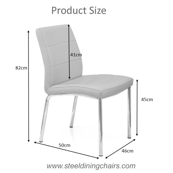 Faux Leather Upholstery 46cm 56cm 82cm Brushed Stainless Steel Dining Chairs