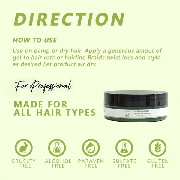 Transparent customize 4oz extra firm conditioning shining hair styling gel for 4c hair