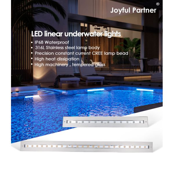 Underwater Linear Light Rectangle Shape With Asymmetrical Beam IP68 SS316L Material