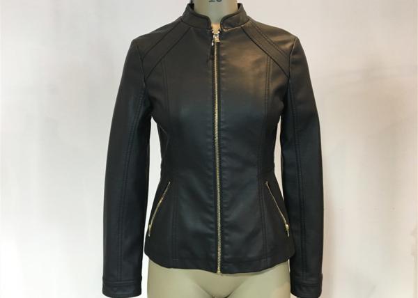 Simple Syle Jack Females Pleather Jacket Slim Ladies Leather Biker Jacket