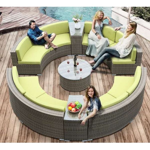 Customized Sizes Rattan Round Day Bed PE Sun Wicker Furniture Outdoor Lying Tent Daybed