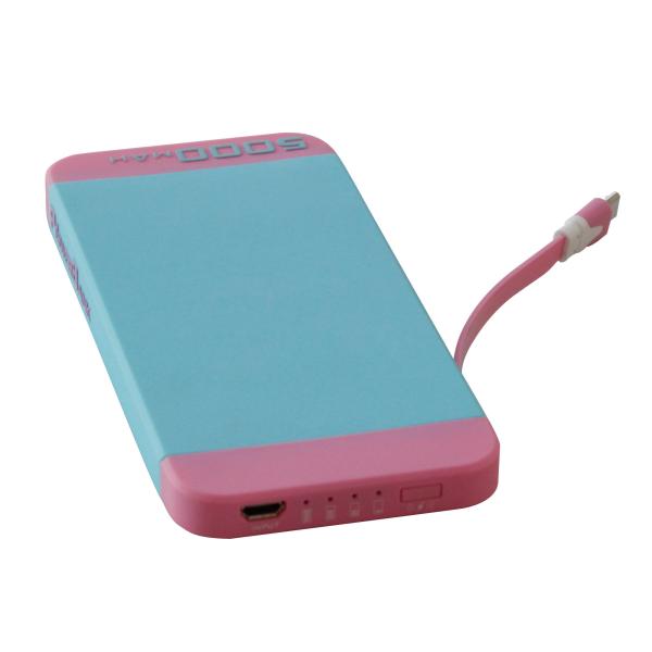 5000mAh Capacity power banks, Plastic, fixed micro usb cable, Charger for iPhone, Samsung.