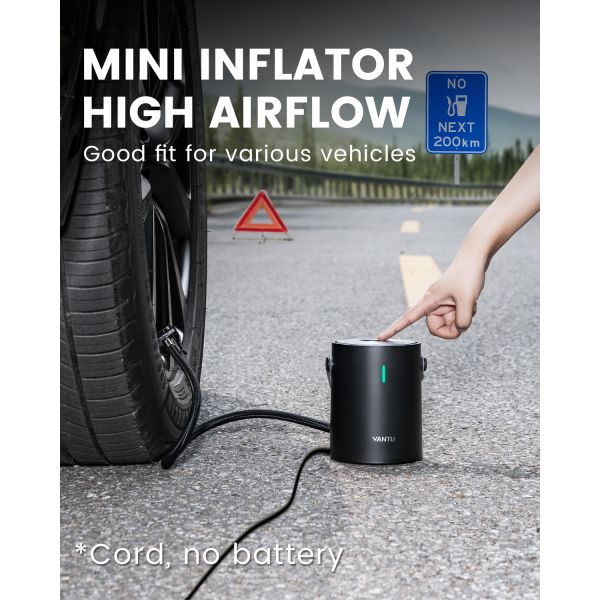 YANTU A05 Wired 110v Mini Electric Air Compressor for Car Tyre Inflating Noise ≤75dB