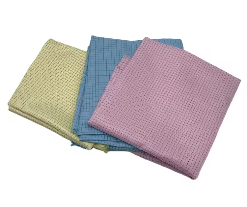 Cleanroom Special ESD Workwear Fabric, 5mm Stripe & Grid, Conductive Material