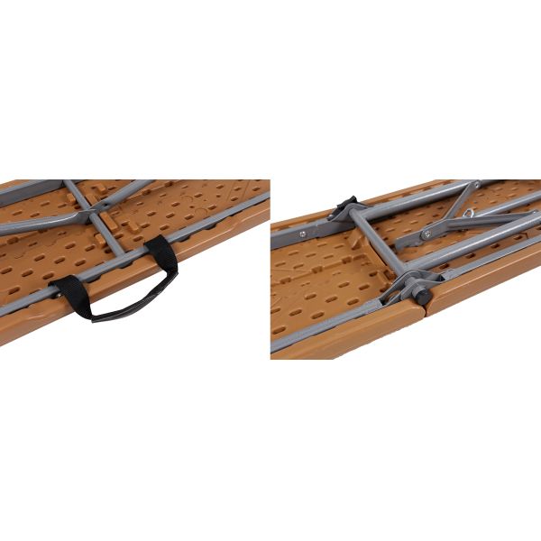 Brown Blow Molded Plastic Folding Bench Seat 6 Foot Match The Table